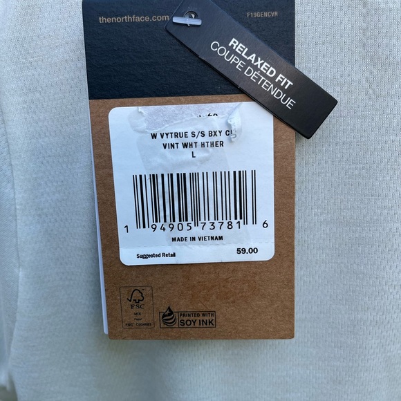 NWT The North Face Vyrtue Short Sleeve Boxy Crop Top Tee Vintage White Heather - Picture 6 of 10